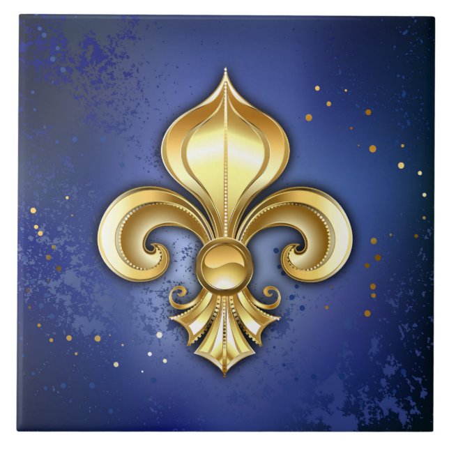Azulejo Lirios de oro sobre azul (Frente)