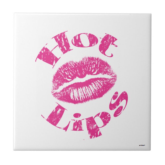 Azulejo ¡Litros calientes! Labios rosados (Frente)