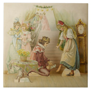 Azulejo “Little Cinders” Arte de Hadas por E S Hardy