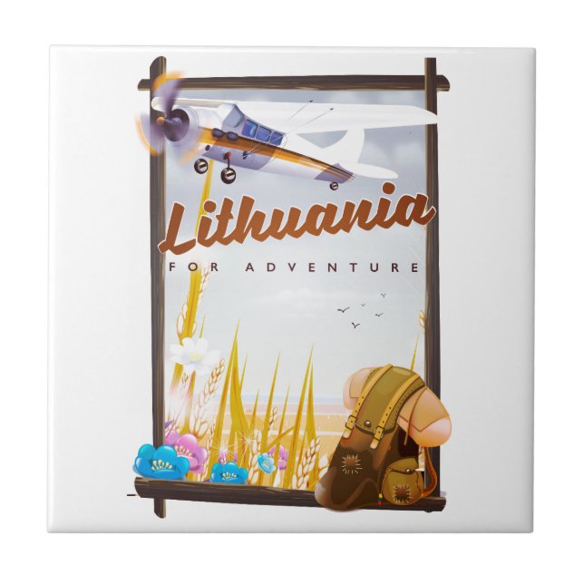 Azulejo lituania - Para un afiche de viajes de aventura (Frente)