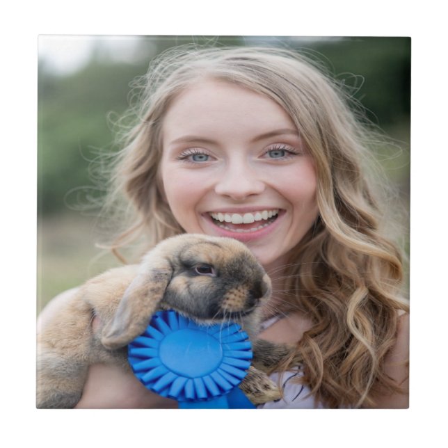 Azulejo Livestock Show Rabbit Photo Customize (Frente)