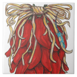 Azulejo Lizard del Suroeste Red Chili Pepper House # Top