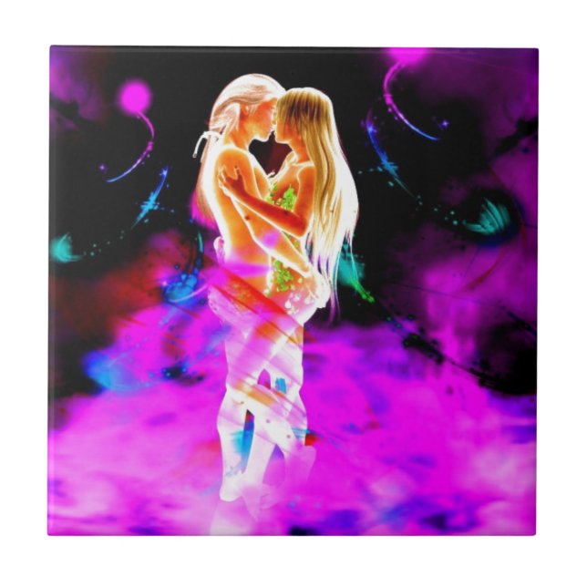 Azulejo LLAMA DE DOS LADOS psicodélica (Frente)