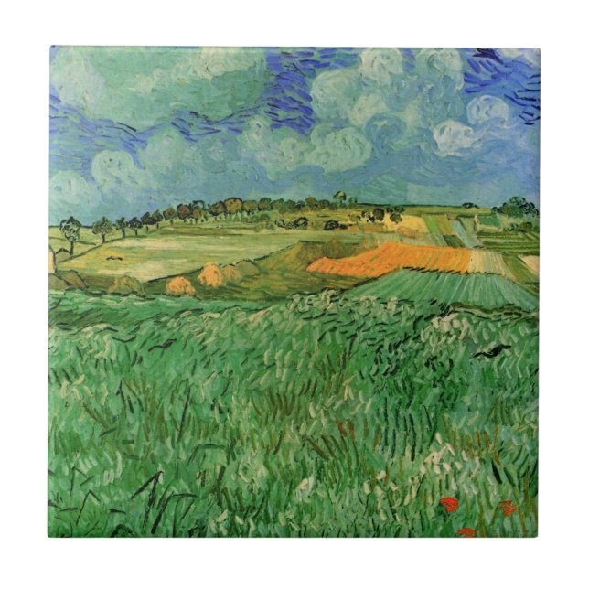 Azulejo Llanura cerca de Auvers de Vincent van Gogh (Frente)