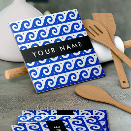 Azulejo Llave de malandrina griega, llave de ola, azul, tu