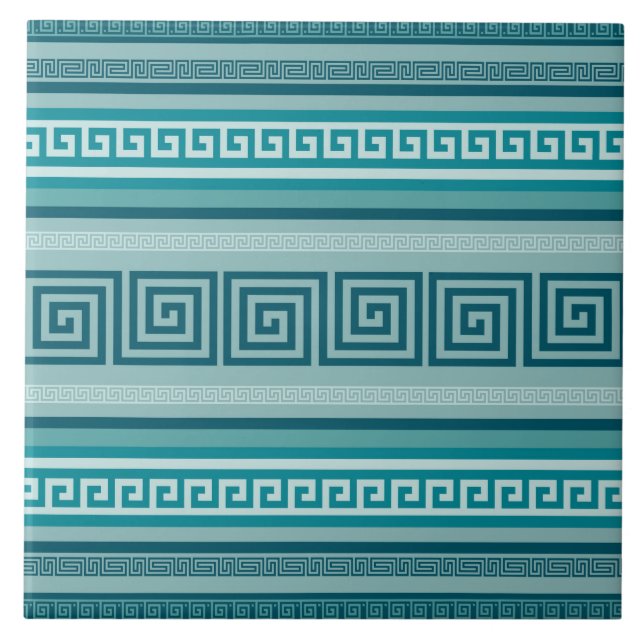 Azulejo Llave griega - Meander - Paleta oceánica (Frente)
