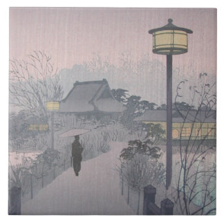 Azulejo Lluvia del crepúsculo en el camino a Shinobazu en