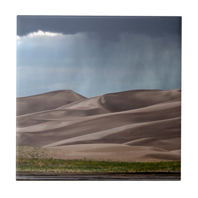 Azulejo Lluvia en las grandes dunas de arena (Frente)