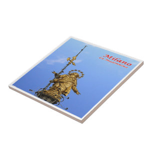 Azulejo LMD014 MILÁN, Estatua de Madonnina, Italia,