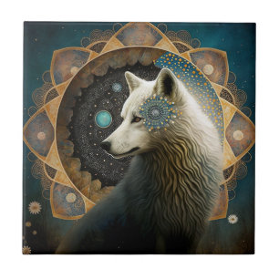 Azulejo Lobo blanco Mandala