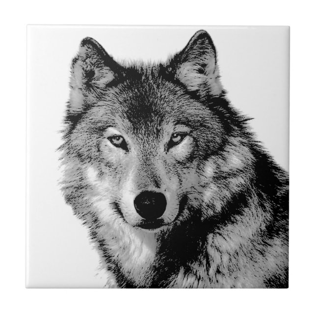 Azulejo Lobo blanco y negro (Frente)