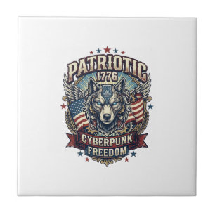 Azulejo Lobo de la libertad de la IA patriótica del ciberp