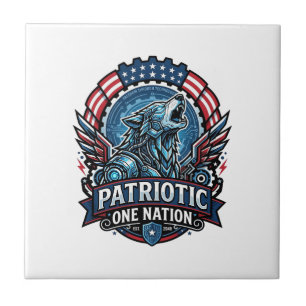Azulejo Lobo de la libertad del ciberpunk futurista patrió