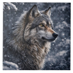 Azulejo Lobo en la nieve invernal del desierto