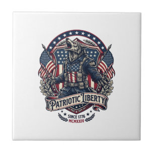 Azulejo Lobo Patriota Patriótico Horror Monstruo Patriota
