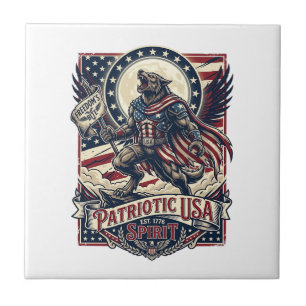 Azulejo Lobo Patriota Patriótico Horror Monstruo Patriota