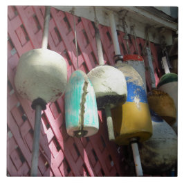 Azulejo Lobster Buoys on Pink Lattice - Martha's Vineyard