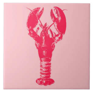 Azulejo Lobster de Fuchsia en rosa de coral claro
