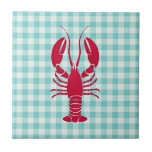 Azulejo Lobster en Blue Gingham