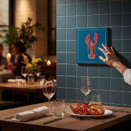 Azulejo Lobster Illustration Nautical Kitchen Tile
