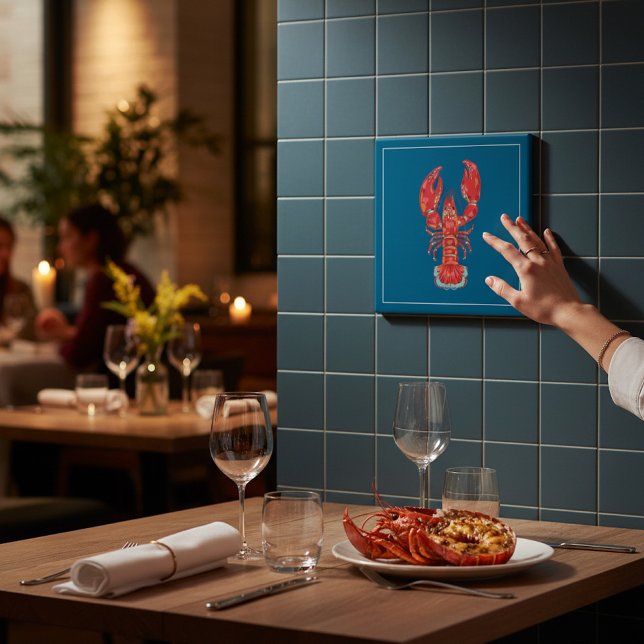 Azulejo Lobster Illustration Nautical Kitchen Tile (Subido por el creador)