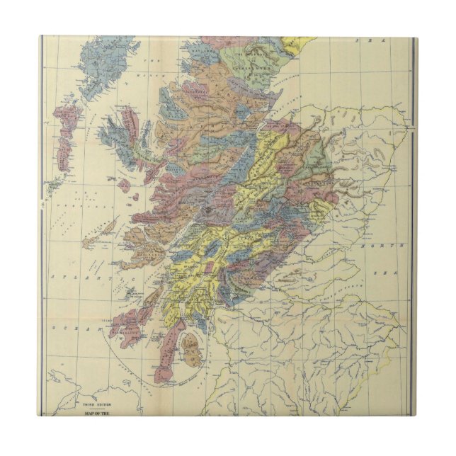 Azulejo Localidades De Los Clanes De Mapa Histórico De Cla (Frente)
