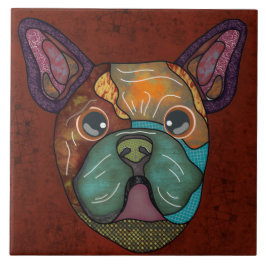Azulejo Loco Bulldog francés cara fea Cerámica Tile