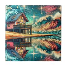Log Cabin on the Beach Ai Art