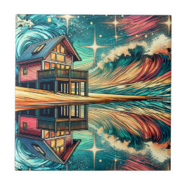 Azulejo Log Cabin on the Beach Ai Art