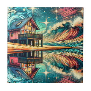 Azulejo Log Cabin on the Beach Ai Art