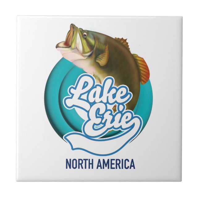 Azulejo Logo de la pesca en el lago Erie Norteamérica (Frente)