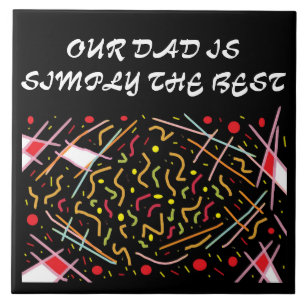 Azulejo Logo del diseño blanco negro rojo para papá