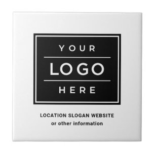 Azulejo Logotipo Blanco de Negocio Decorativo con Marca