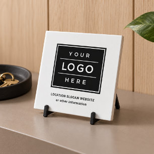Azulejo Logotipo Blanco de Negocio Decorativo con Marca