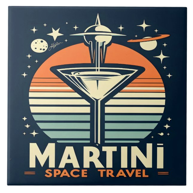 Azulejo Logotipo de despegue de viaje espacial Martini (Frente)