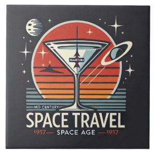 Azulejo Logotipo de la Era Espacial de Martini Space Trave
