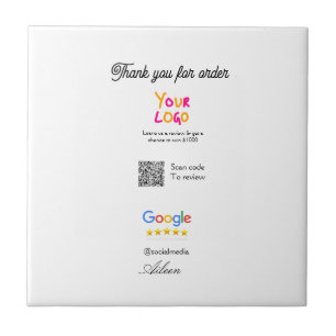 Azulejo logotipo del sitio web de código QR de revisión de