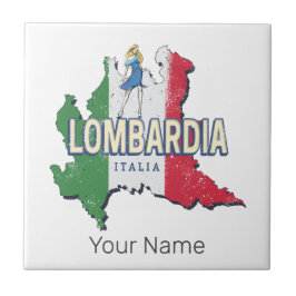 Azulejo Lombardía Italia Retro Región Mapa de recuerdos de