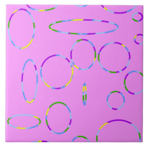 Azulejo Loops modernos en mosaico de cerámica magenta rosa