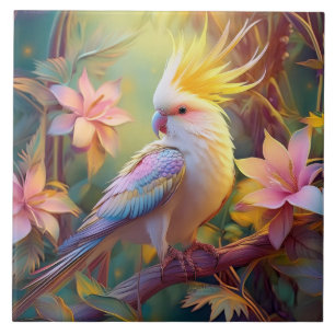 Azulejo Loro Cacatúa Ala Irisada Ave Fantasía