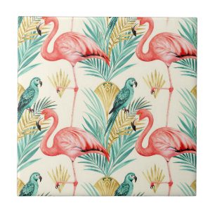 Azulejo Loro Flamenco Tropical Jungla