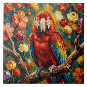 Azulejo Loro Guacamayo Pretty Impasto 