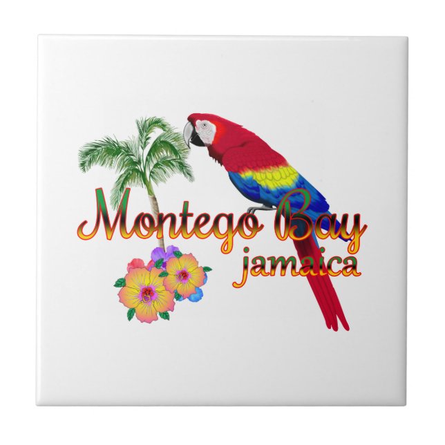 Azulejo Loro tropical de Montego Bay Jamaica (Frente)