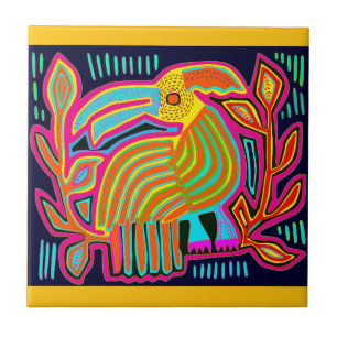 Azulejo Loro Tropical - Rojo Naranja Amarillo Azul