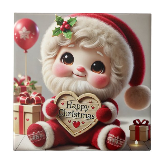 Azulejo Los alegres Navidades de Santa Claus saludan (Frente)