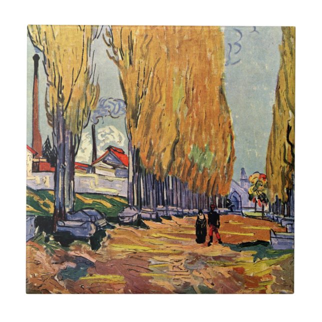 Azulejo Los Alyscamps (Cementerio) de Vincent van Gogh (Frente)