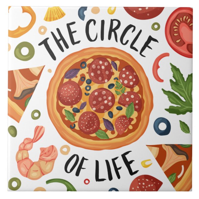 Azulejo los amantes de la pizza fresca gráficos y de la ce (Frente)