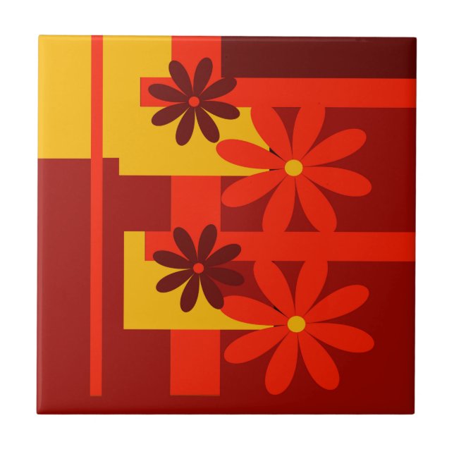 Azulejo Los años 70 anaranjados retros (Frente)