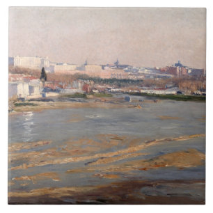 Azulejo Los bancos del río Manzanares, 1912 (aceite en el