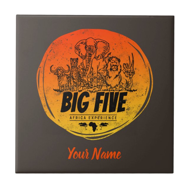 Azulejo Los cinco grandes elefantes de la cosecha de Safar (Frente)